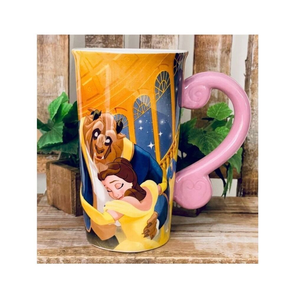 NWT Gorgeous Disney 3D Relief Beauty and the Beast Ceramic Belle Tall Coffee Mug